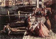 MARIESCHI, Michele The Grand Canal at San Geremia (detail) sg USA oil painting reproduction